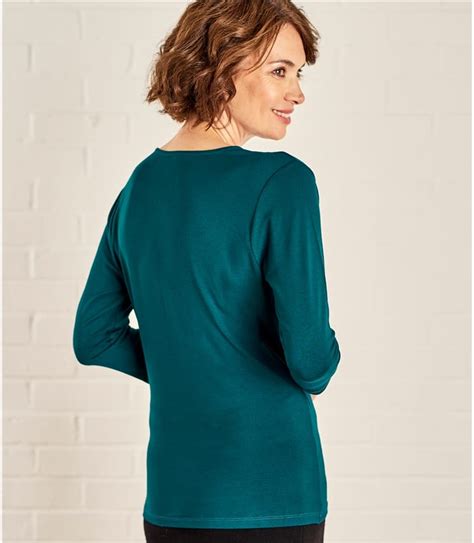 Dark Teal Womens Fixed Wrap Top Woolovers Uk
