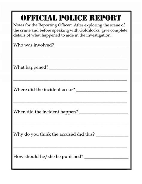 Fake Printable Blank Police Report Template