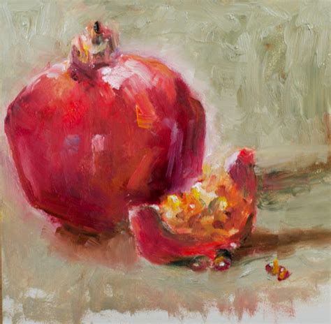 Sue ChurchGrant Daily Painting Day 11 Pomegranates Study 1