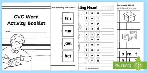 Jolly phonics print and go activity centers set 1 satpin. CVC Word Activity Booklet - phase 2, phase 2 phonics ...