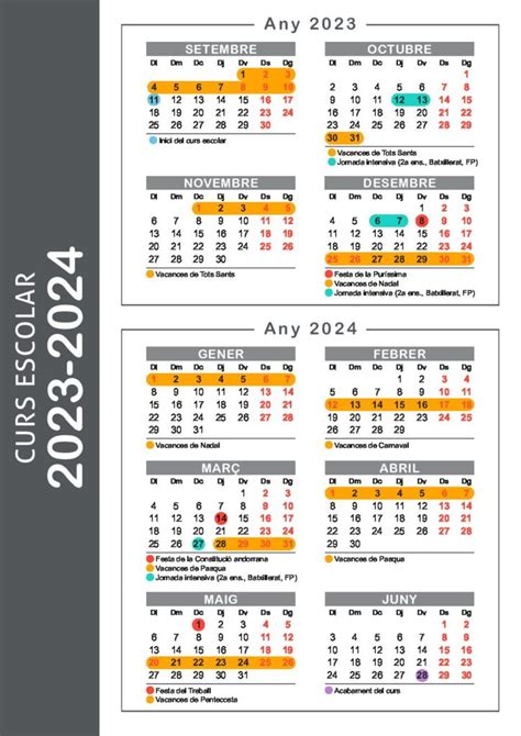 Calendaris Escolars Curs 2023 2024 I Curs 2024 2025 Associació De
