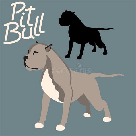 Silueta Plana Del Estilo Del Ejemplo Del Vector Del Terrier De Pitbull