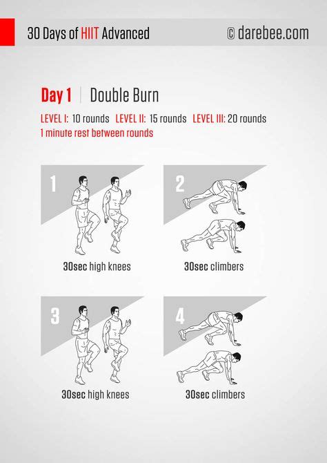 30 Day Of Hiit Advanced By Darebee 30 Days Of Hiit Hiit High