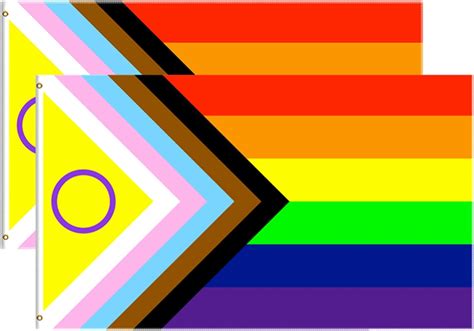 2pcs intersex inclusive progress pride flag 3ftx5ft 2021 redesign to better represent intersex