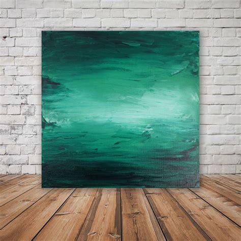 Emerald Green Abstract Art Work Acrylic Painting On Canvas Etsy