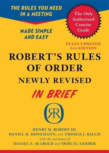 Roberts Rules Of Order Newly Revised In Brief 2nd Edition Roberts Rules Of Order In Brief