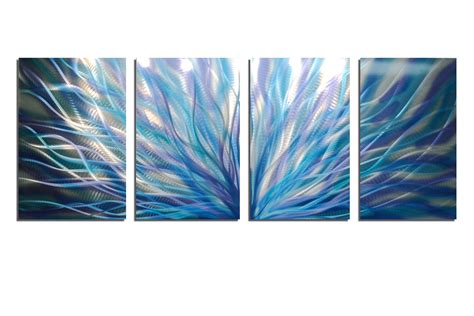 Radiance Twisted Blue Abstract Metal Wall Art Contemporary Modern