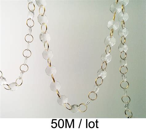 50mlot 14mm Clear Acrylic Octagonal Crystal Garlands With Golden