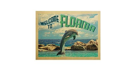 Welcome To Florida Dolphin Vintage Travel Postcard