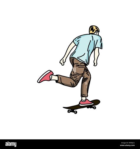 A Skater Style Skateboard Vector Illustration Street Sports Skateboarding Extreme Hand
