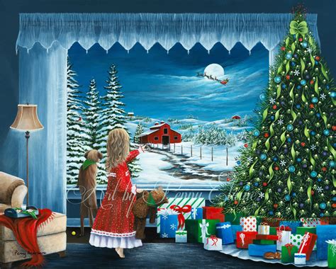 Santas Coming Christmas Painting Christmas Art Santa Etsy In 2021