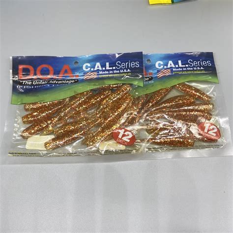 Doa Cal Shad Tail 3 12 Inch In Red And Gold Glitter 2 Packs Of 12 Ebay