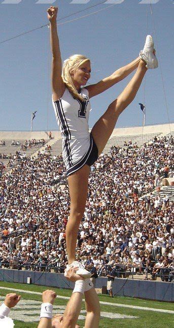 byu cheerleader cheerleading cheer football stunt heel stretch college cheerleading