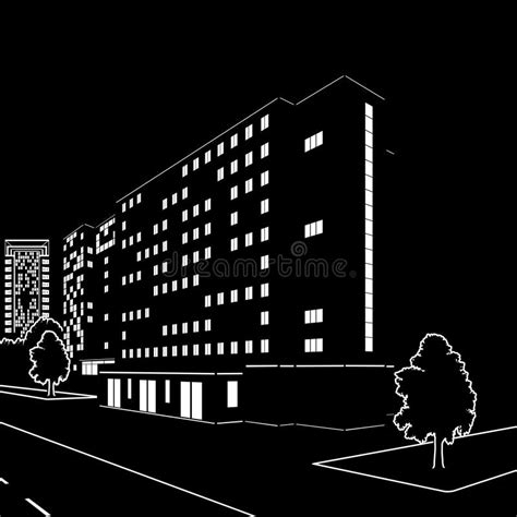 Silueta De Edificios Y De Calles En La Noche Ilustración Del Vector