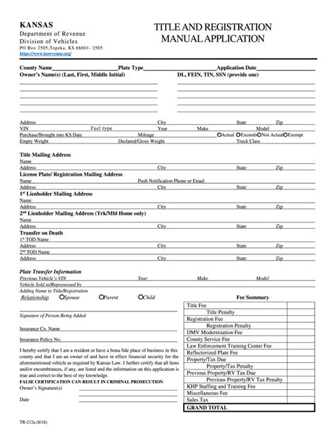 Kansas Title Application 2018 2024 Form Fill Out And Sign Printable