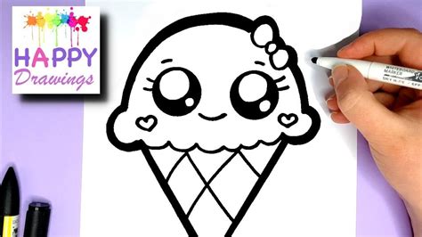 How To Draw A Cute Ice Cream Easy Happy Drawings