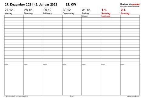 Wochenkalender 2022 Als Word Vorlagen Zum Ausdrucken