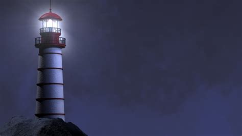 Lighthouse Projecting A Beam Of Light Into Vast Darkness Of Stormy