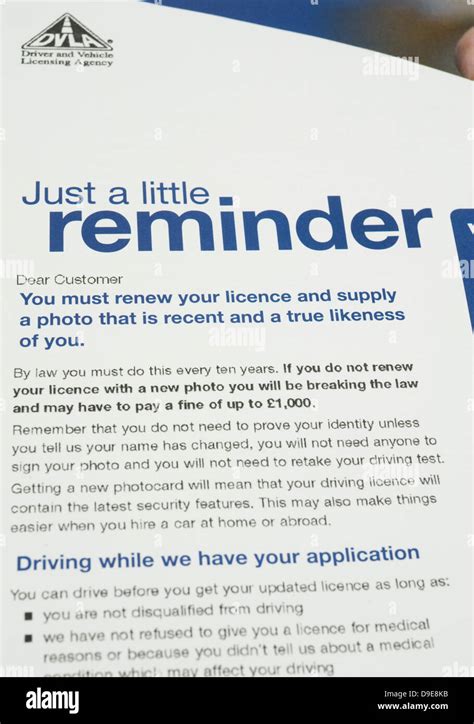 Dvla Driving Licence Renewal Reminder Letter Stock Photo Royalty Free