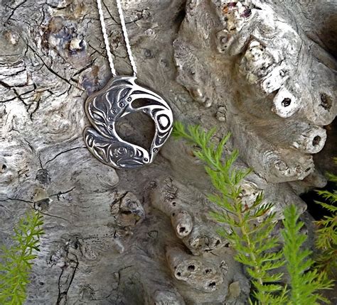 Silver Salmon Alaskan Native Style Necklace On Silver Rope Chain