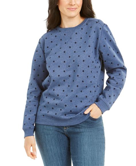 Karen Scott Petite Dot Print Fleece Sweatshirt Created For Macys