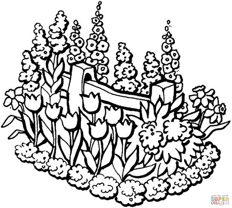 Beautiful Garden In Summer Coloring Page Free Printable Coloring Pages