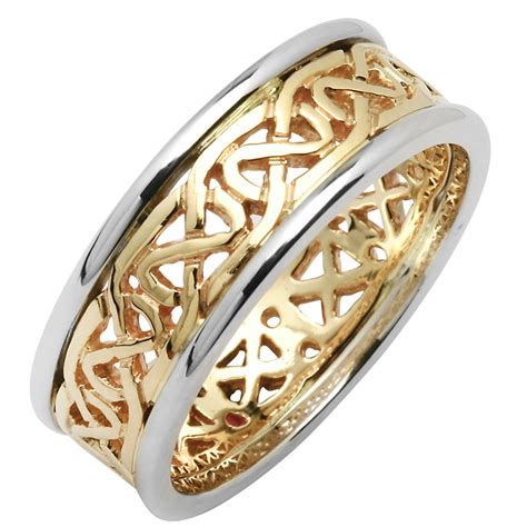 Irish Wedding Ring Mens Celtic Knot Narrow Pierced Sheelin Wedding