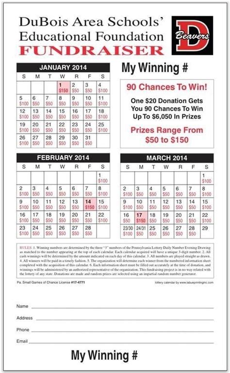 Monthly Lottery Calendar Fundraiser Wallartphotographyblackandwhite