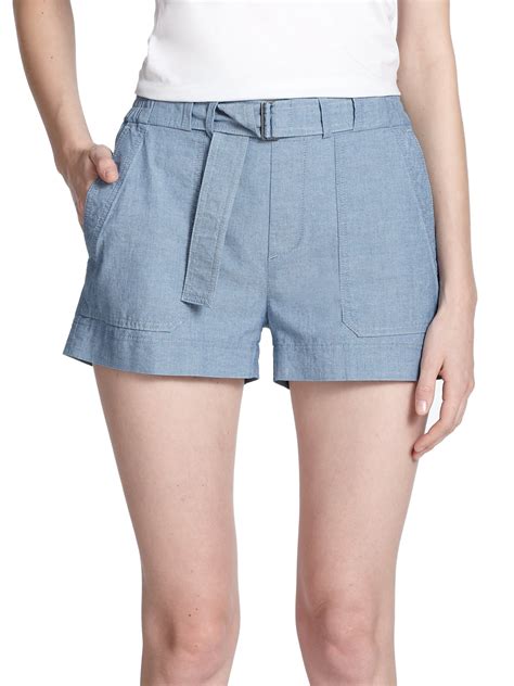 Vince Chambray Shorts In Blue Lyst