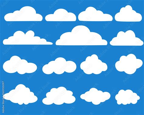 Vecteur Stock Cloud Vector Icon Symbols Set White Clouds Cartoon Shape