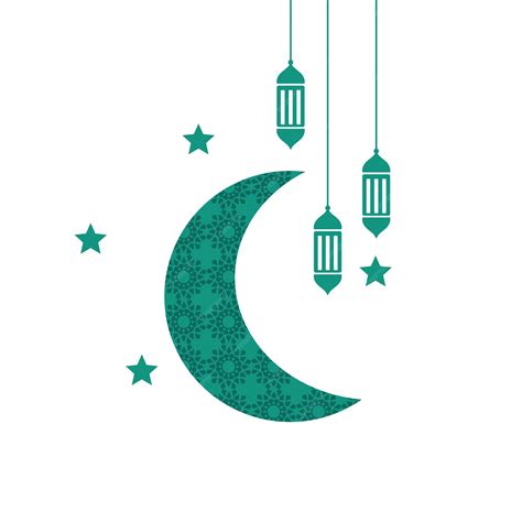 Premium Vector | A green crescent moon with stars and the words