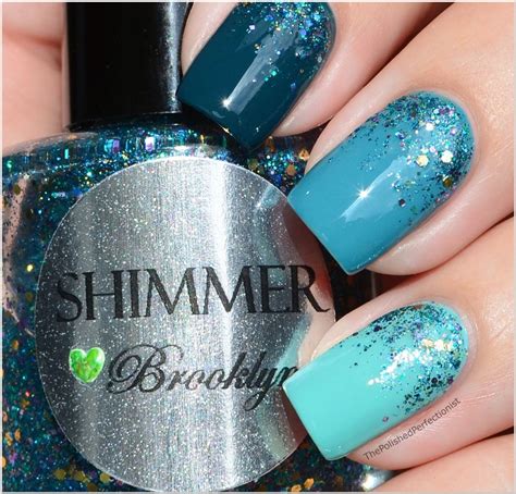 Blue Green Ombre Nails With Shimmer Polish Brooklyn Nail Designs 2014