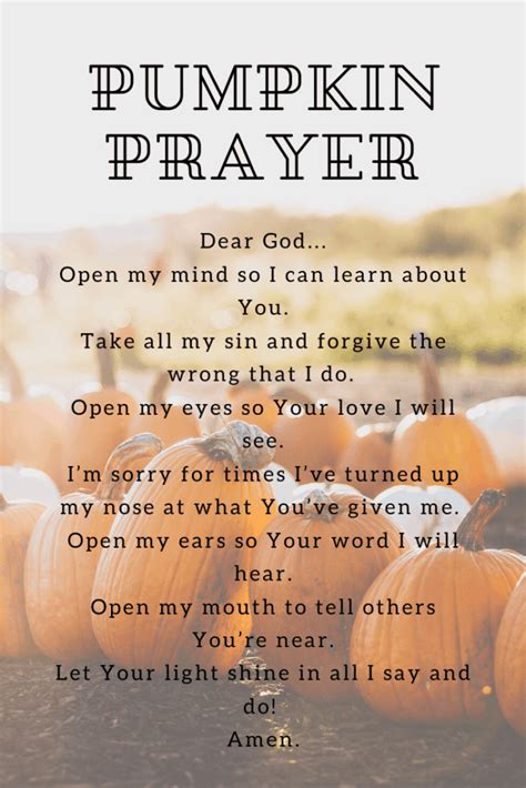 The Pumpkin Prayer Poem Bible Verses Printables Out Upon The Waters
