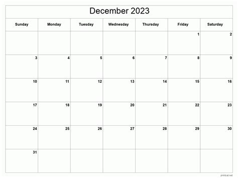 December 2023 Calendar Template Free Printable Calendarcom December