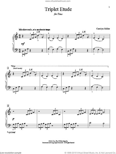 Triplet Etude Sheet Music For Piano Solo Elementary Pdf