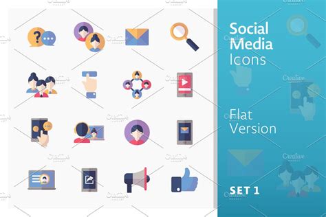 Social Media Icons Set 1 Colored Pre Designed Illustrator Graphics