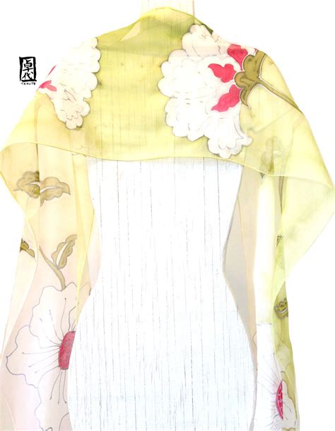 Silk Scarf Handpainted Japanese Silk Hana By Silkscarvestakuyo