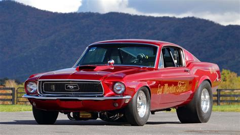 1968 Ford Mustang Race Car Red Wallpapers Hd Desktop And Mobile
