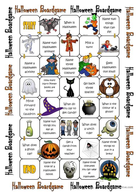Halloween Boardgame Board Game English Esl Worksheets Pdf And Doc