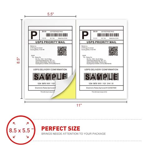 Half Sheet Adhesive Shipping Labels A4 Paper Sticker
