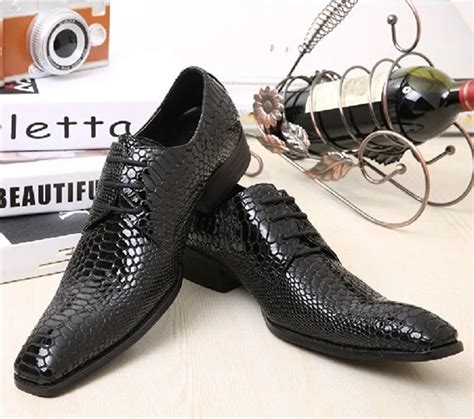 Buy Black Embossed Leather Snakeskin Men Formal Shoes