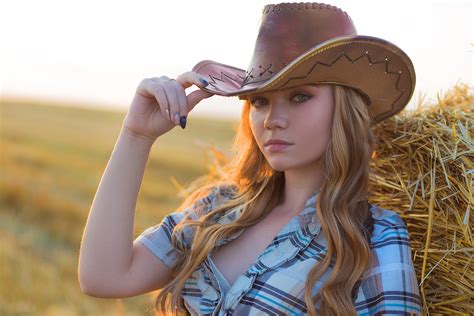 Cowgirl Model Depth Of Field Blonde Girl Hat Woman Wallpaper Coolwallpapersme
