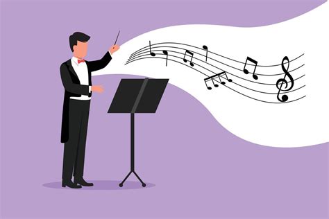 Business Flat Cartoon Style Drawing Man Music Conductor Musician