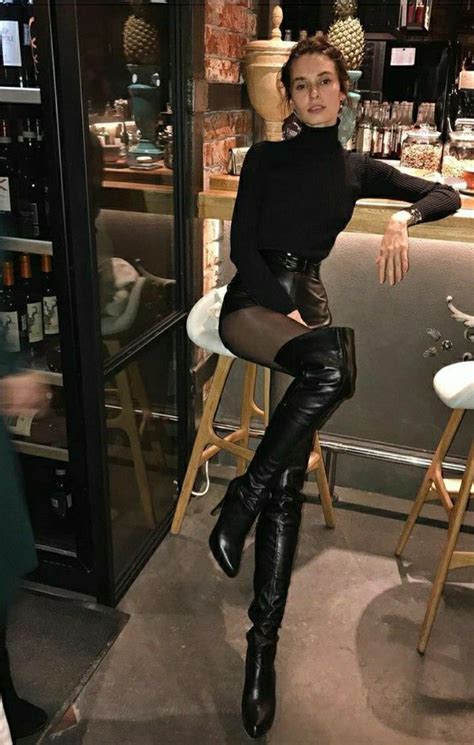 Thigh Boots Outfit Boots And Leggings Leather Thigh High Boots Black