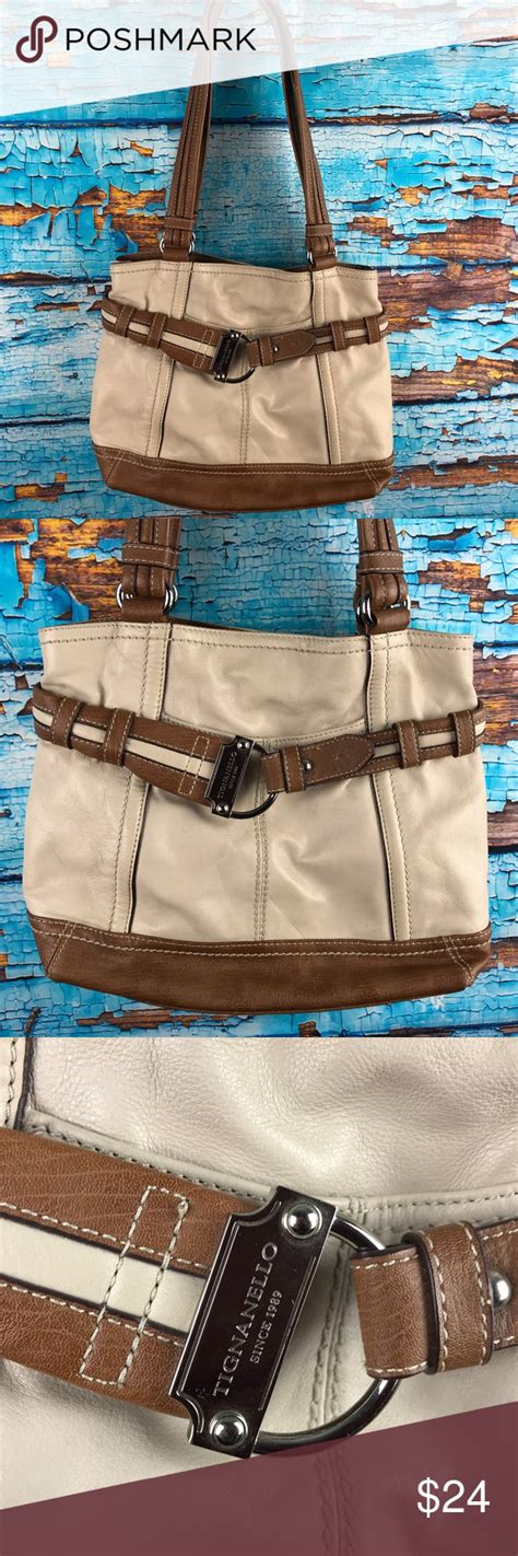 Tignanello Brown Tan Leather Handbag Purse Satchel Tan Leather