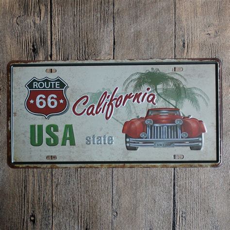 1530cm California Route 66 Decor Tin Signs Metal License Plate Antique