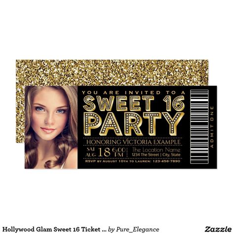Create Your Own Invitation Hollywood Sweet 16 Sweet
