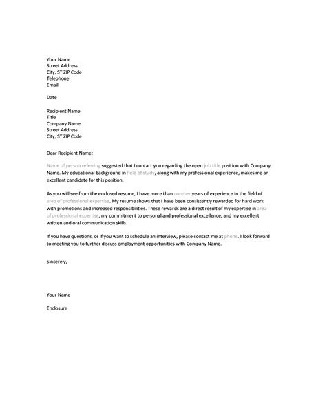 Cover letter with reference to someone. Resume cover letter when referred