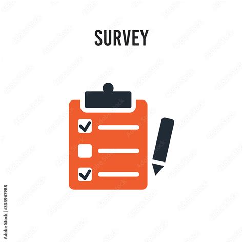 Survey Vector Icon On White Background Red And Black Colored Survey
