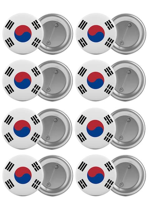 Güney Kore Bayrağı Çanta Rozeti Seti 8 Adet En Büyük Boy 5 8Cm Iğ